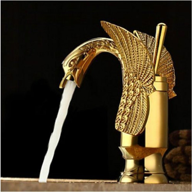 Hooper Gold Finish Brass Body Bathroom Sink Faucet, All in One Installation Manuals