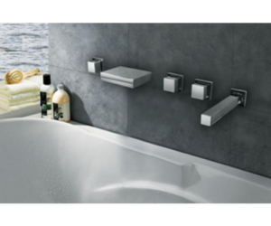 Wall Mount Bath-Tub Faucet Color Changing LED Chrome Finish Brass Body