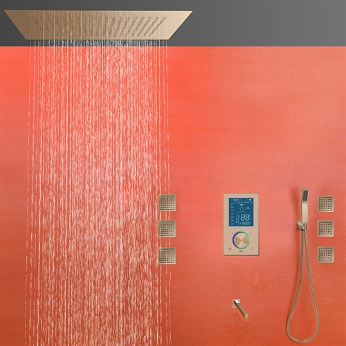 Reno Gold Tone Color Changing LED Rain Shower Set, All in One Installation Manuals