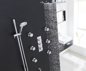 New Thermostatic Ceiling Mount Rain Shower System with 6 Jetted