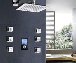 Trialo Solid Brass Color Changing Water Powered Led Shower with Adjustable Body Jets and Digital Mixer