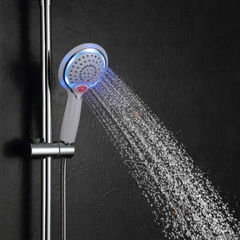 Temperature Digital Display LED Shower Hand held Shower 3Colors Water Powered LCD Shower Spray, All in One Installation Manuals