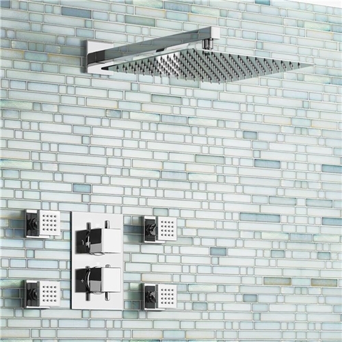 Leo Thermostatic Shower Ultra Thin Head with Adjustable Massage Body Jets, All in One Installation Manuals