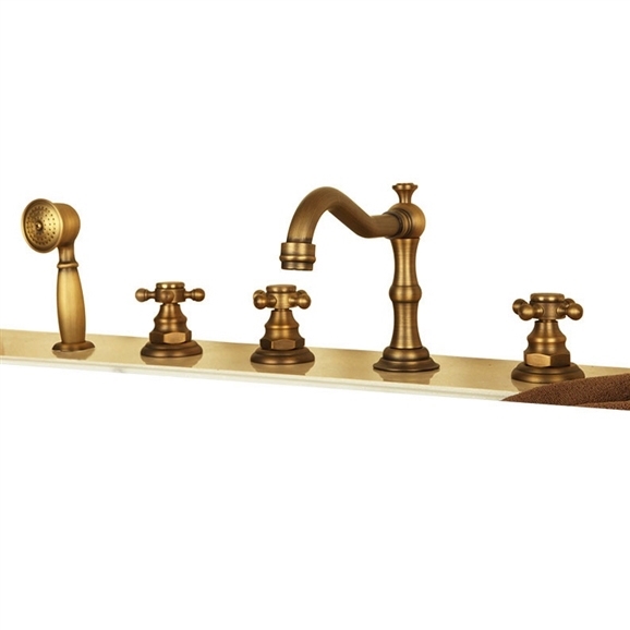 Bona Antique Look Deck Mounted Triple Handle Bathtub Faucet, All in One Installation Manuals
