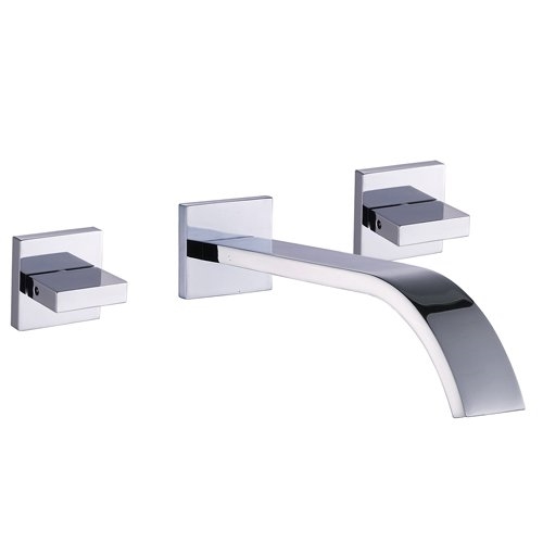 Dual Handle Chrome Finish Wall Mount Vessel Sink Faucet, All in One Installation Manuals