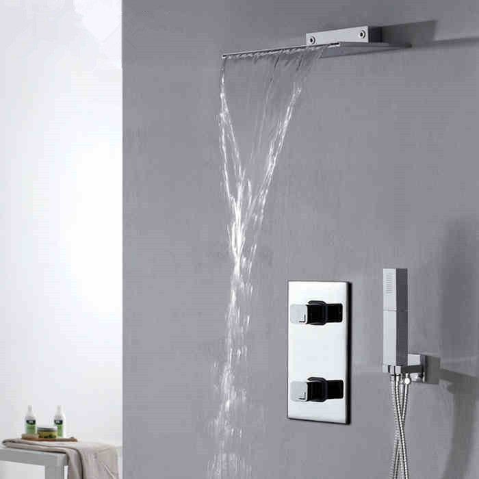 Reims Waterfall Chrome Wall Mounted Bathroom Shower Set, All in One Installation Manuals