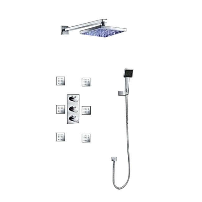 Multi Color Water Powered Led Shower with Adjustable Body Jets and Mixer, All in One Installation Manuals