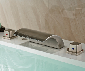 Caracas Deck Mounted Two Handled Waterfall Bathtub LED Faucet