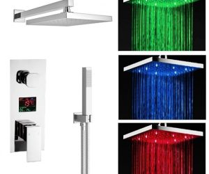 Fontana 8″, 10″, or 12″ Wall Mount LED Rain Shower Head