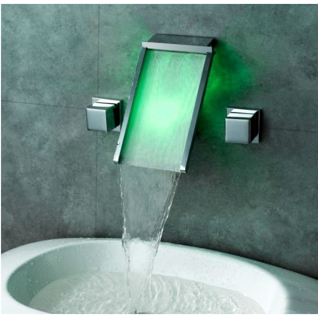 Wall Mount Bathroom Sink Faucet With LED Glass, All in One Installation Manuals