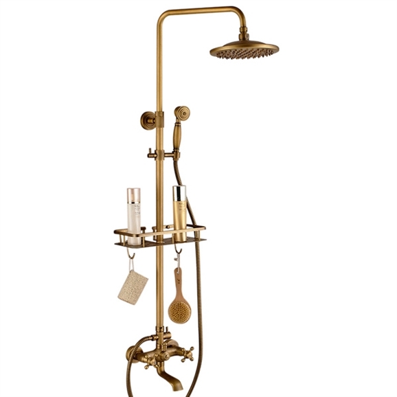 Naples Antique Brass Shower Set with Hand Shower, All in One Installation Manuals