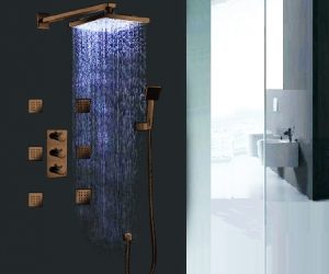ORB Sierra Multi Color Water Powered Led Shower with Adjustable Body Jets and Mixer-Wall Mount Style