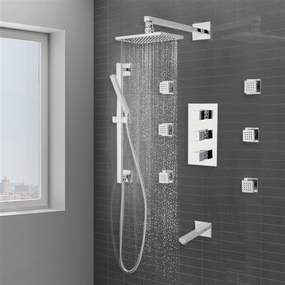 Onassis Thermostatic Tub & Shower System – 6 Body Jets, All in One Installation Manuals