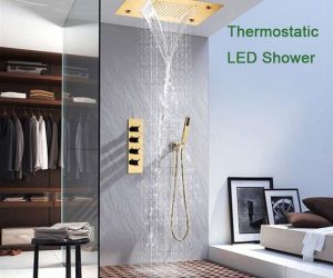 Fontana 20 Inch LED Gold Shower Head