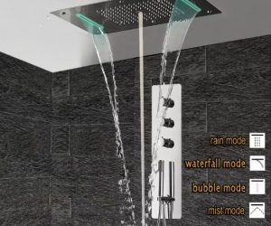 Super Luxury 5 Function Recessed Ceiling Mount LED Large Shower Set System