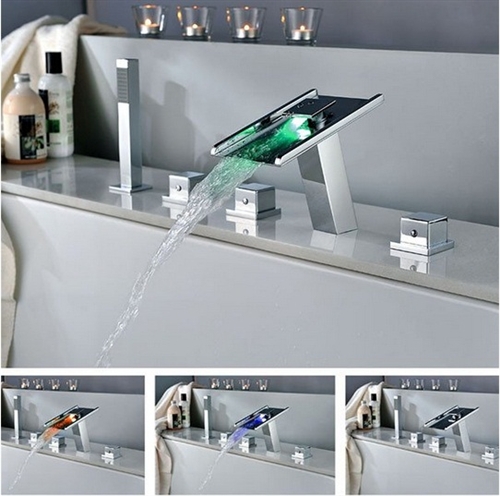 Fontana Waterfall LED Bathtub Faucet with Handheld Shower, All in One Installation Manuals