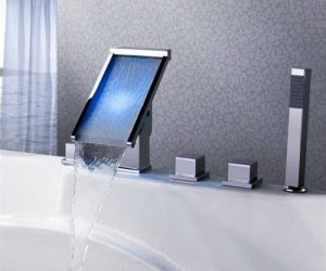 Fontana Triple Handle LED Waterfall Bath-Tub Faucet