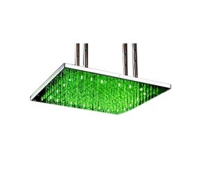 Juno 40″ Brushed Stainless Steel Square Ceiling Mount Large LED Shower Head