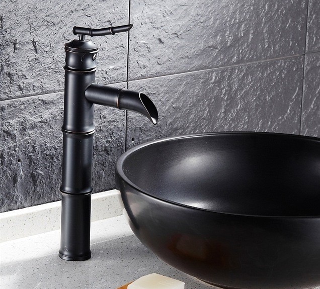 Grossetto Black Brass Waterfall Deck Mounted Faucet, All in One Installation Manuals