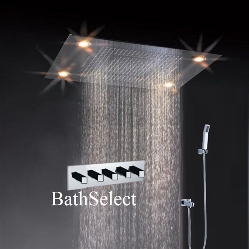 31″ Stainless Steel Multi Color Water Powered Led Shower, All in One Installation Manuals