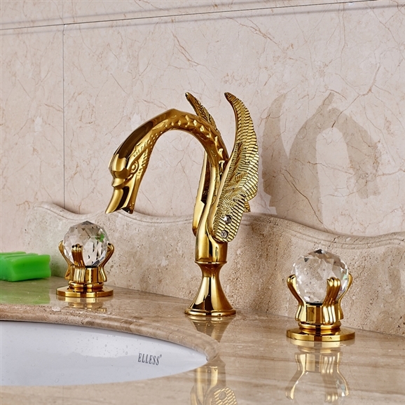 Rouen Deck-Mounted Dual Handle Bathroom Sink Faucet, All in One Installation Manuals