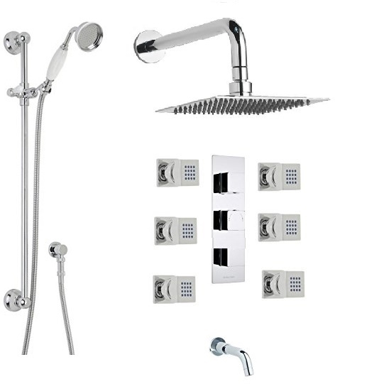 Catania Square Bathroom Shower Set with Rainfall Shower Head & Hand Shower, All in One Installation Manuals