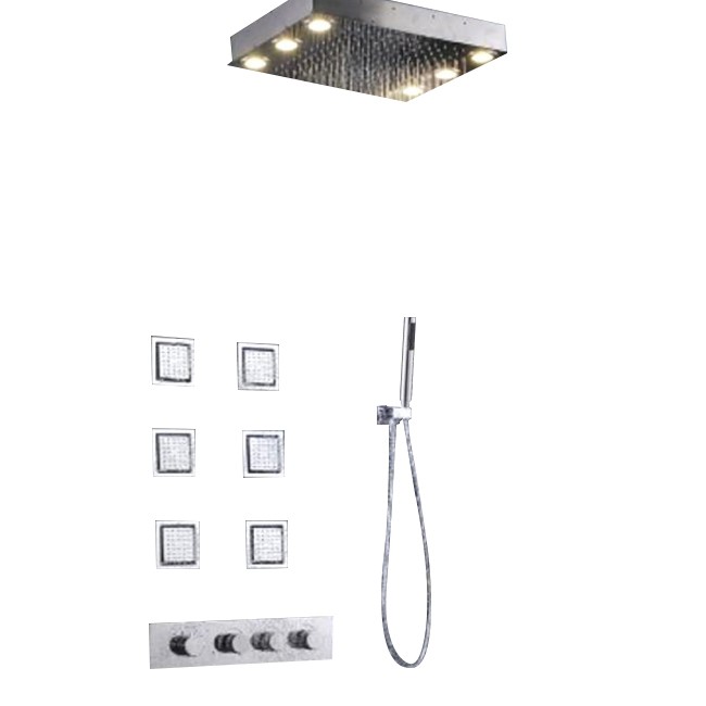 Juno Stainless Steel wall mounted head, LED Rain Shower Set with Body Jets, All in One Installation Manuals