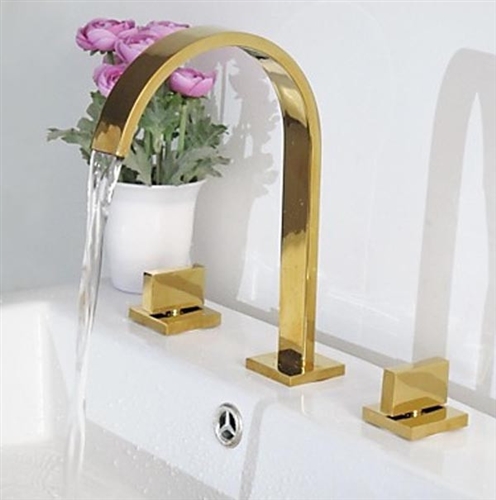 Venice Gold Plated Bathroom 3pcs Sink Faucet Dual Handles Centerset Mixer Tap, All in One Installation Manuals