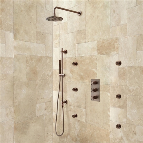 Lunen Oil Rubbed Bronze Round Shower Set, All in One Installation Manuals