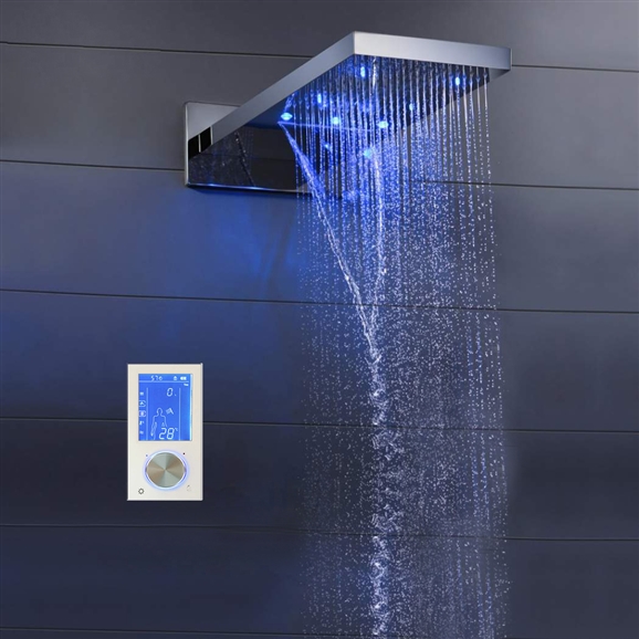 BathSelect Lano 22″ Contemporary Multi Color Water Powered Led Shower Head, All in One Installation Manuals