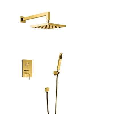 Bravat Wall Mount Gold Square Shower Head With Hand-Held Shower & Mixer, All in One Installation Manuals