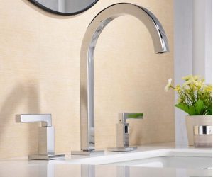 Fontana Newport Chrome Three Hole Widespread Bathroom Sink Faucet