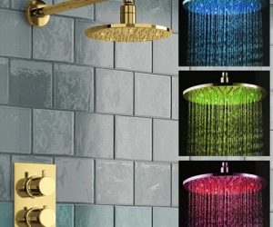 Fontana Round Thermostatic Mixer Shower Set with Optional LED Lighting