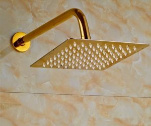 Paris Luxury Gold Finish Wall Mount Square Rain Shower Head