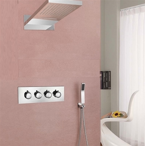 Romo 22″ Contemporary RGB Multi Color Water Powered Led Shower Set, All in One Installation Manuals