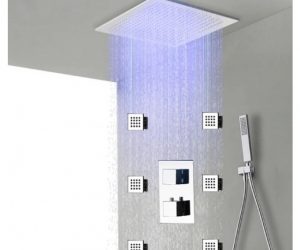 Juno Ultra Thin 20 Inches LED Rain Shower with 6 Massage Jet